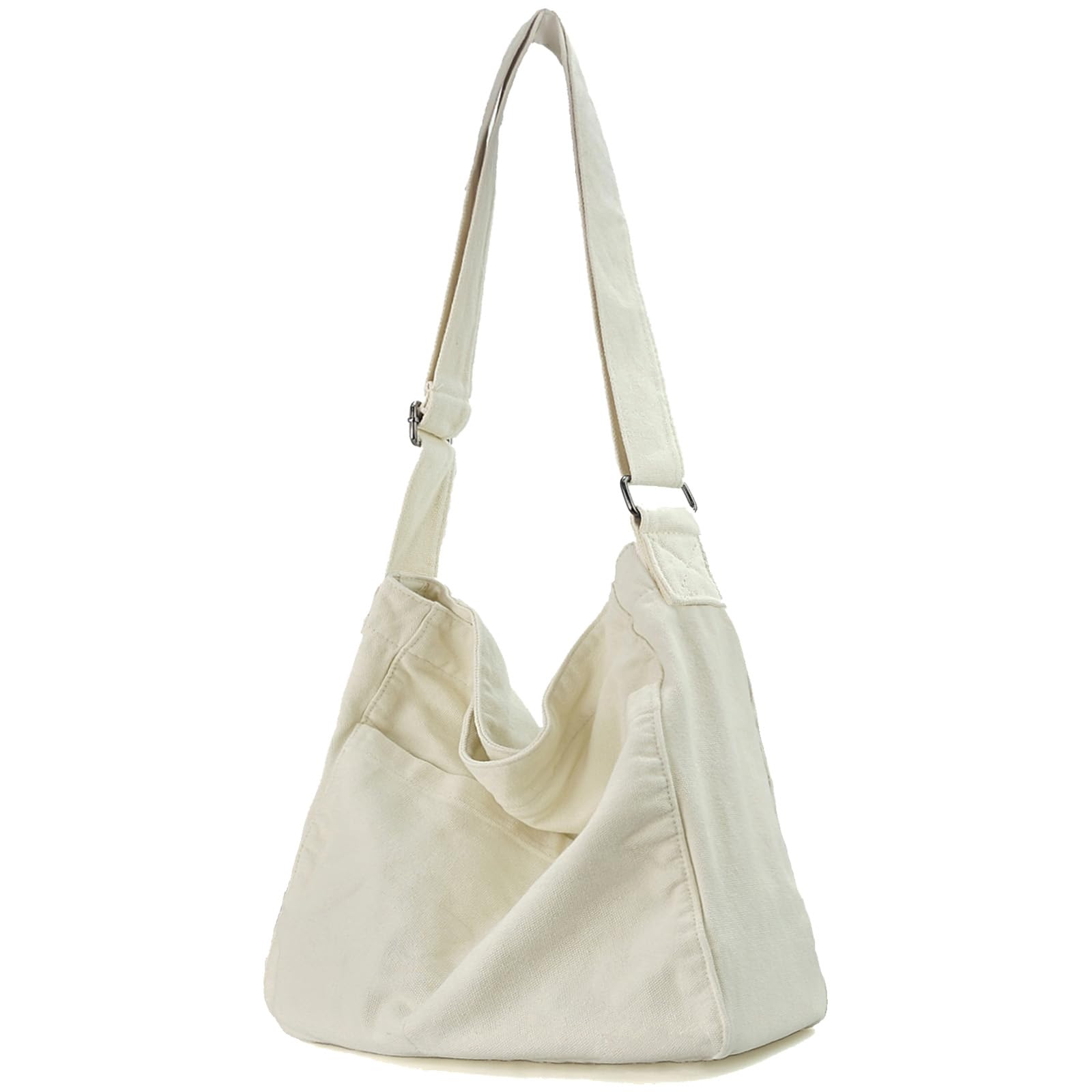 Photo 1 of KAMEILONG Canvas Crossbody Shoulder Bag Casual Hobo Bag Travel Tote Bag Messenger Bags Cute Large Purse for Women (White)