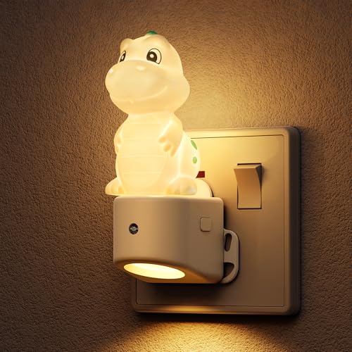 LOHAS-LED Night Light 3D Dinosaur Night Light Plug in Wall Dusk to Dawn Sensor RGB + Warm White 3000K Nightlight for Hallway Nursery Kids Room Bedroom Toddler