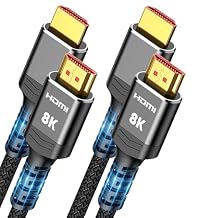 Highwings Short HDMI Cables 1.5FT/0.5M 2-Pack, HDMI 2.1 10K 8K@60Hz 4K@120Hz 48Gbps HDMI Cord, Ultra High Speed Sound & Picture Quality Performance Cable, Braided, DTS-HD, eARC, Ease of Installation