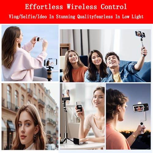 Magnetic Phone Vlog Selfie Monitor Screen for iPhone & Android, Wireless Screen Mirroring Connection with Bluetooth Remote, Using Phone Rear Camera for Selfie Vlog Live Stream TikTok YouTube White by Kimlong - Image 4