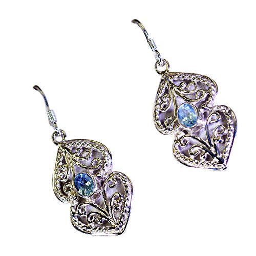 Topaze bleue véritable en boucles d'oreilles poire précieuses