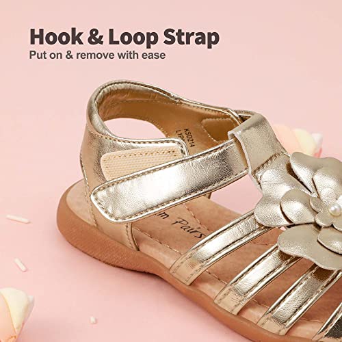 Image of DREAM PAIRS Girls Toddler /Little Kid Closed-Toe Flower Summer Dress Sandals Shoes
