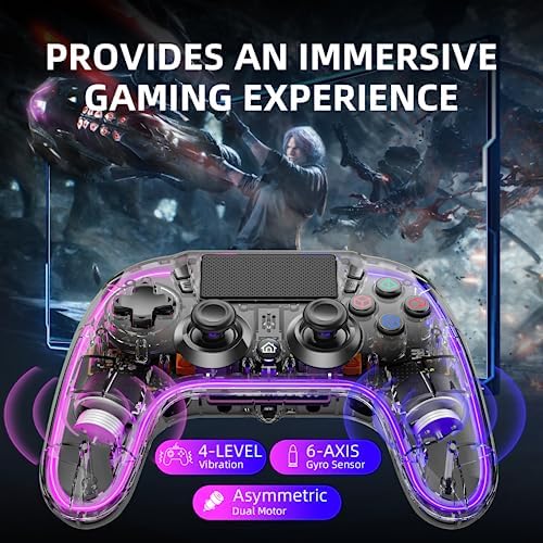 Controllers For PS4 With Hall Triggers/Programming/8 RGB LED Lights, Wireless Remote Dual P4 Shock Joystick Gamepad Accessories, Customized Controller for PlayStation 4/Slim/Pro/PS4 (Black)