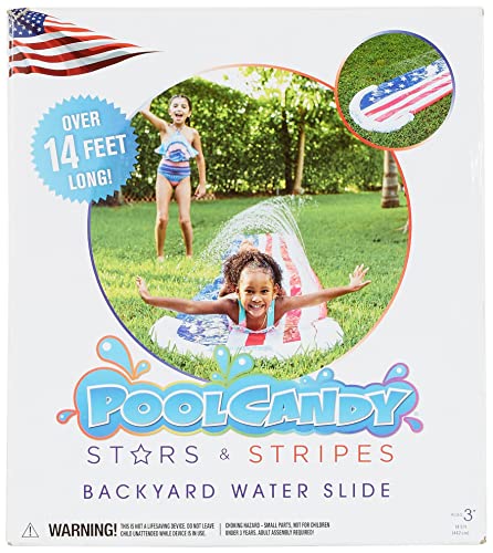 PoolCandy Stars & Stripes Kids Inflatable Backyard Water Slide with Built-in Splash Pool