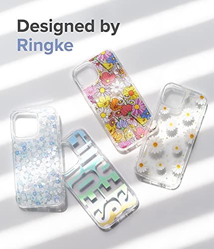 Ringke Fusion Design Compatible with iPhone 13 Case, Transparent Hard Back with Holographic Floral Girls Women Design Panel Shockproof TPU Bumper Phone Cover - Wild Flowers