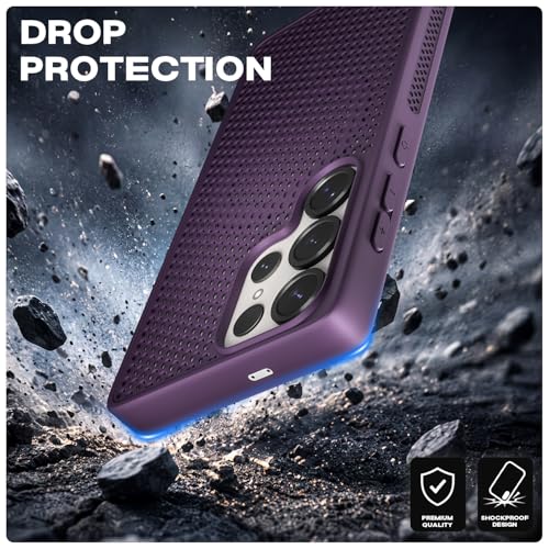 Image of Pikkme Back Cover for Samsung S26 Ultra 5G | Honeycomb Cooling Design | Silicone Heat Dissipation | Mag-Safe Compatible | Shockproof Camera Protection Bumper Case (Purple)