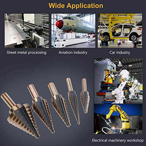 Cnll Conjunto de broca de passo de 5 peças com furos múltiplos broca de aço de alta velocidade total