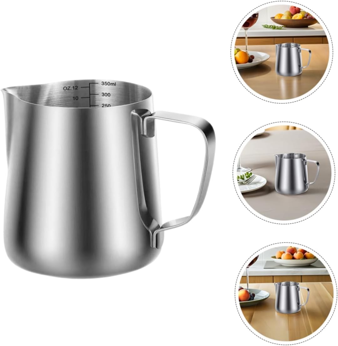 STOBAZA 1 Set Stainless Steel Espresso Jug with Precision Spout Ergonomic Handle Latte Art Pen for Coffee Lovers for Frothing and Pouring