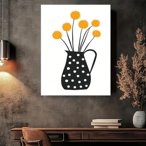 Tableau sur toile de vase à fleurs décoration maison salon 60x80