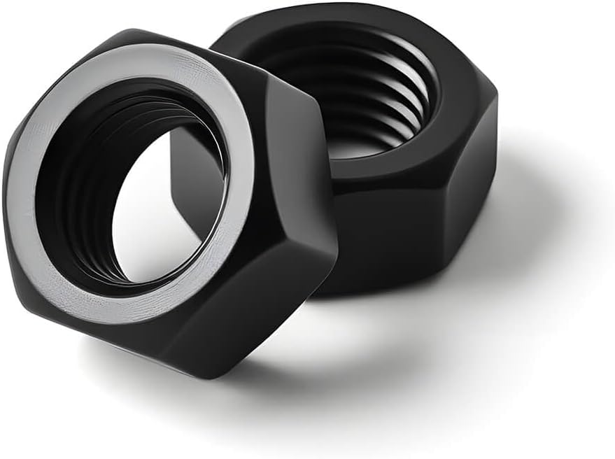 #8-32 (100 Pack) Hex Head Nuts, Black Oxide 304 Stainless Steel 18-8 Hexagon Nuts, Hex Drive, Standard Inch Coarse Thread