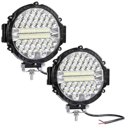 LED Off Road Lights pods 7 Inch 15000Lumen Bumper Round LED Light Bar 201W 12V 24V 6500K Tractor Driving Fog Flood Spot Beam Work Lighting for Pickup SUV ATV UTV Truck 2Pack