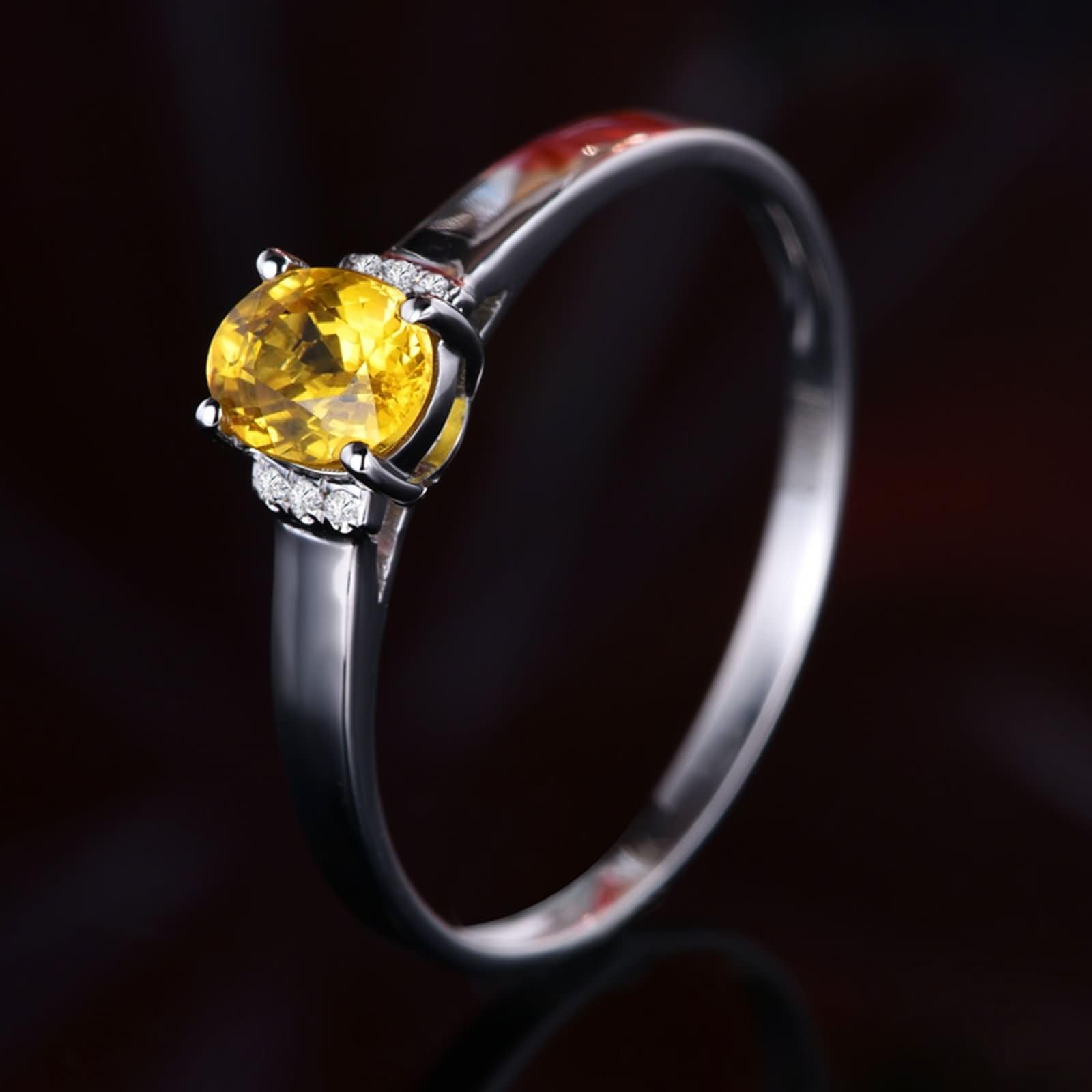 Pierścionki Fedina Białe Złoto 9K / 14K / 18K 750 Kobiety, 4 owalne szczęki 0,55 ct żółte szafir i diamenty, żółte srebrne pierścionki damskie wieczność