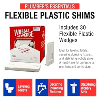 The Original Wobble Wedge Flexible Plastic Shims, Multi-Purpose Leveling Shim for Home Improvement, Furniture & Toilet Leveler, White Plastic Wedges for Tables, Wood Floors & Tile, Made in USA, 30Pack