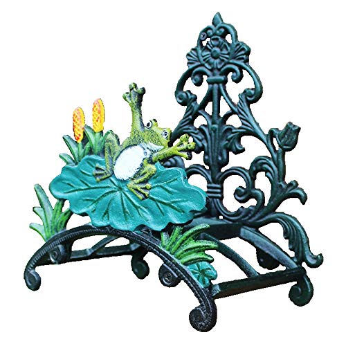 Chengdaorong Iron Hose Holder Antique Garden Yard Decorative Wall Mounted Hose Butler Heavy Duty Metal Frog Cast Iron Hose Hook Household Hose Reel Decorative Indoor Outdoor Hose Rack Reel