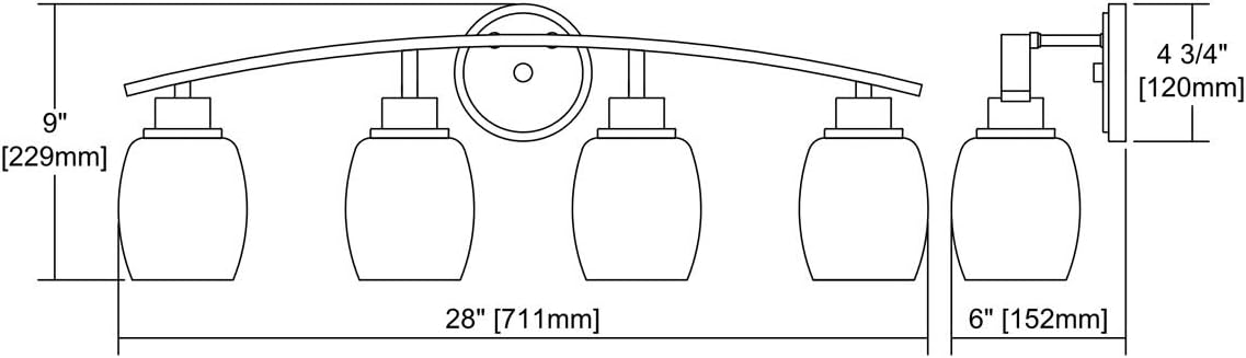 Up To 40% OFF Thomas Lighting Casual Mission 4-Light for The Bath in Brushed Nickel with White Lined Glass, 6D x 28W x 9H, (CN170412)