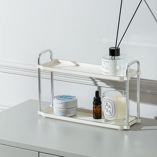 Miniatura 4 de YISMAN Estante de almacenamiento de 2 capas de escritorio de 3.54 pulgadas, estante de almacenamiento de encimera para baño, cocina, sala de estar,