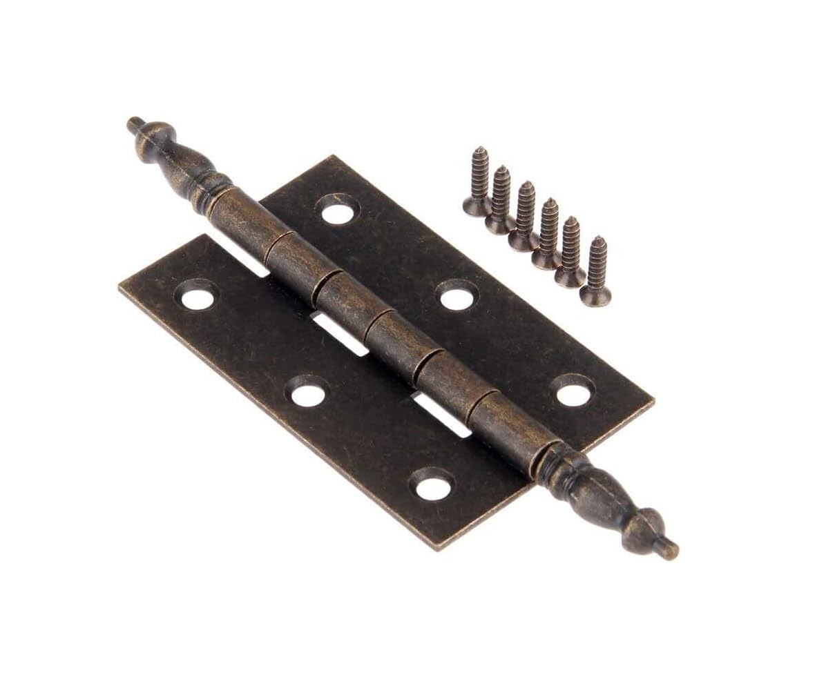 5 Inch Antique Bronze Cabinet Hinges, 127x76mm Rushed Head Hinge with 6 Holes, Heavy Duty Iron Furniture Hinge