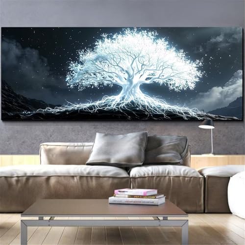Broderie diamant adulte grand format arbre 40x120cm, le cadeau créatif idéal pour la maison