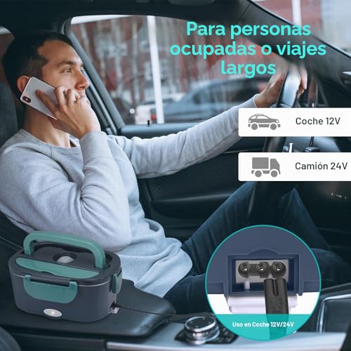 Miniatura 5 de Xrexs Fiambrera Eléctrica 60w 1.5l, Calentador De Alimentos Para Coche 3 En 1 12v 24v 220v , Fiambrera Eléctrica Portátil Para Camiones Y Camping