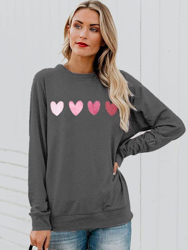 Valentine Sweatshirts for Women Heart Sweatshirt Cute Valentine Shirt Valentines Day Long Sleeve Pullover Top - Image 3