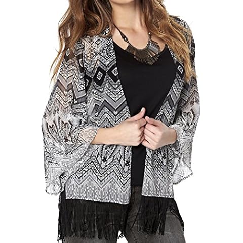 Ladies UK Size 6-26 Black White Abstract Kimono Tunic Top 6 EU 34 Cover