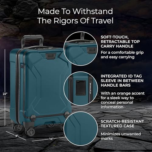 Image of Briggs & Riley Domestic 22 inch Carry On Spinner - Luggage for Travel, Suitcases with Wheels, Hardside Rolling Bag for Men & Women, Self-Repairing Zipper - Torq Collection, Ocean