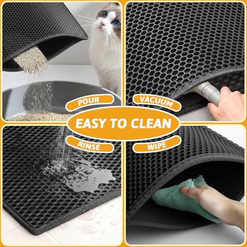 Image of Pieviev Cat Litter Mat Double Layer Waterproof Urine Proof Trapping Mat 1 Pack (Black, 36x30 Inch (Pack of 1))