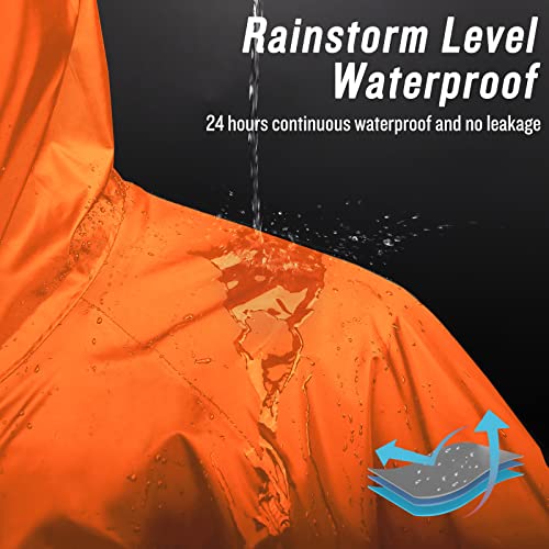 Mens Long Hooded Safety Rain Jacket Waterproof Emergency Raincoat Poncho4