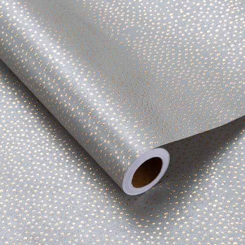 Papier cadeau en relief vert pois dorés LeZakaa - Rouleau de 43,2 cm x 5,9 m