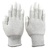 PINKG 2 Pairs ESD Anti Static Gloves, High Resistance Carbon Fiber Gloves, Fingertip Non-slip PC...