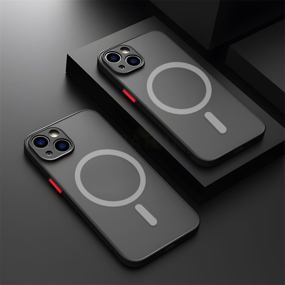 Étui iPhone 14 Pro antichoc magnétique mat noir anti traces