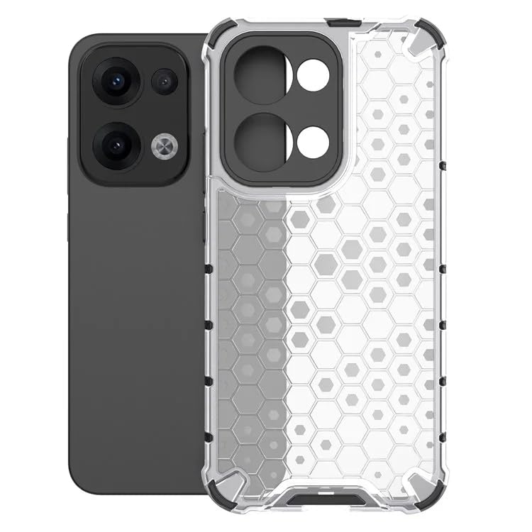 Image of Harc PC Honeycomb Back Case Cover for Oppo Reno 13 Pro Anti Slip Ultra Thin Shockproof Reinforced Corners (Polycarbonate|Clear)