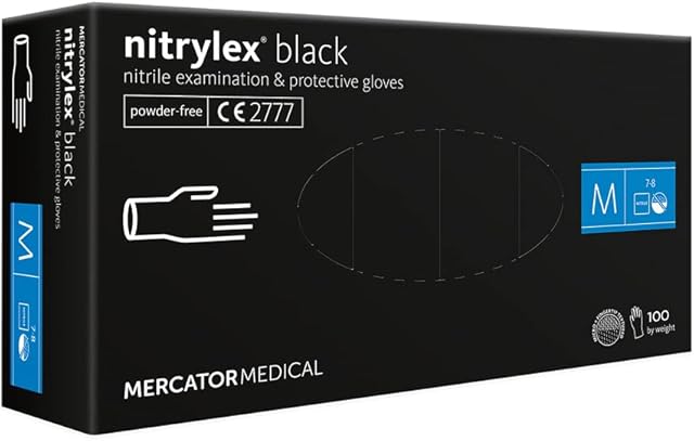 Rękawice nitrylowe rękawiczki jednorazowe 100 sztuk BOX (S M L XL - czarne) nitrylex pf bez pudru rękawiczki jednorazowe rękawiczki do badania, m