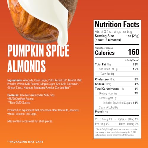 Image of SkinnyDipped Pumpkin Spice Almonds, 3.5oz Bags | 5 Pack