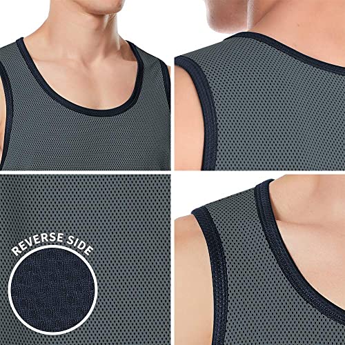 Beach Tank Tops For Men Mesh Jersey Dry Fit Sleeveless Shirt(Iron Grey,Xxl) #TOP2