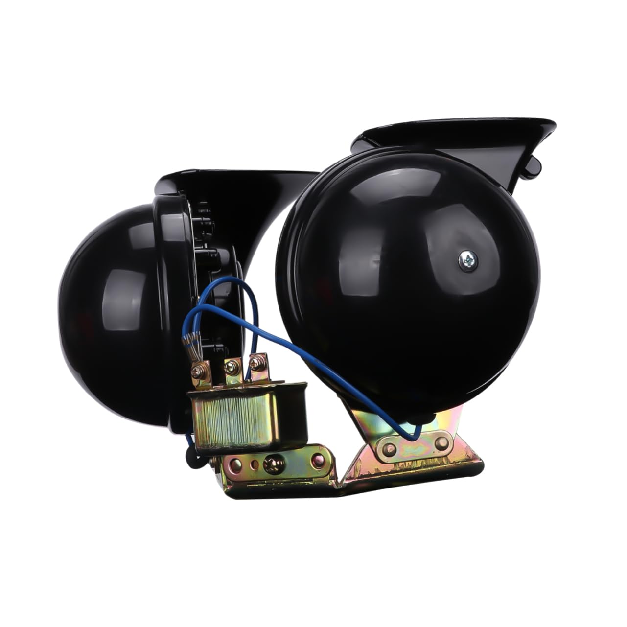Mobestech Türkenhorn 12v Doppelton Auto Hupe Große Schneckenform aus Kupfer Schwarz 2 Stück Stark Durchdringend für Auto und Motorrad