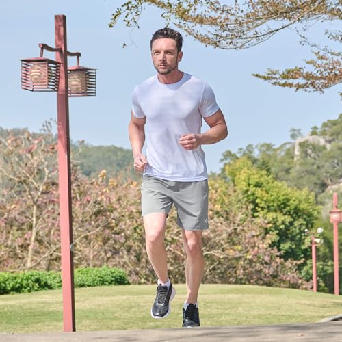 Image of Men's Running Athletic Shorts 7 Inch Quick Dry Lightweight Workout Gym Tennis Shorts 3 Zipper Pockets