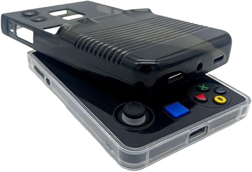 Transparent Protective Case for Anbernic RG 477V, Flexible for TPU Gaming Console Bumper, Slim Design with Full Button for ACCESS(Translucent black)