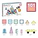 PicassoTiles 101 PCs Magnetic Tiles Building Blocks with Car & Drawstring Carry Bag Toy Storage Magnet Block for Toddlers Kids STEM Toy Set Educational Tile Learning Brain Development Ages 3+ PC101