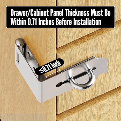 GEMASP Door Lock Hasp Latch, 90 Degree Solid 304 Stainless Steel File Cabinet Hasp Lock Latch, Extra Thick Gate Lock Hasp Padlock with Keys Brushed Finish (1.96 Inch, Silver)