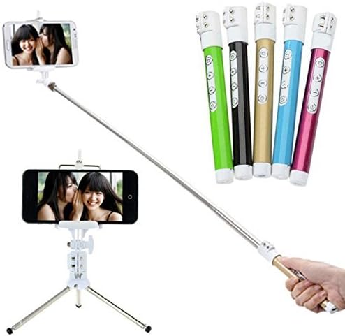 Extendable Wireless Bluetooth Monopod Selfie Stick Self Portrait Video Built-in Remote Shutter Button with Zoom In/Out Button