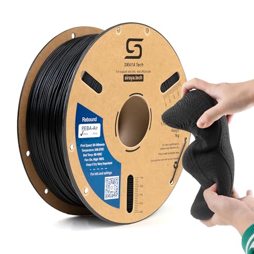 Siraya Tech Rebound PEBA Air - High-Rebound Active Foaming Filament, Adjustable Hardness 70A-95A, Ultra-Lightweight, for High-Performance Sports Gear, Drones & Resilient Prototypes (Black, 800g)