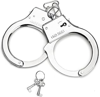 AYVRUOP Menottes en Métal avec Clés, Accessoire Cosplay Menotté, Menottes Professionnelles, Jouet pour Le Jeu Rôle la Police Costumes Fête Halloween,Accessoire Menotté Pretend Jouer Props, 1 ensemble