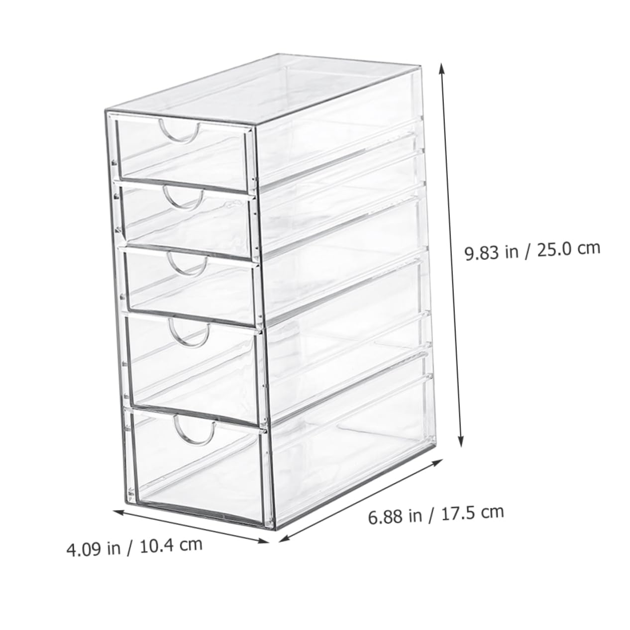 Cabilock Boîte de Rangement à Tiroirs Transparente, 5 Niveaux, Design Pet, Accès Facile, pour Bureau et Coiffeuse, Organise Accessoires et Papeterie