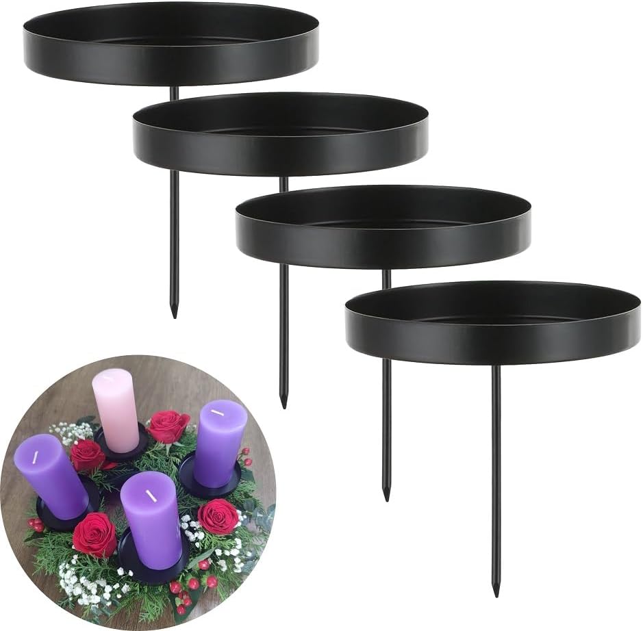 Set of 4 Candle Holders Advent Wreath Metal 8 cm Candle Holder Black