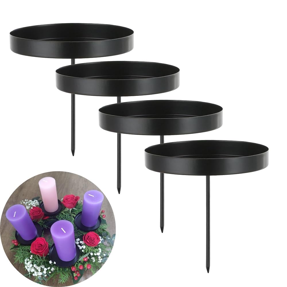 Kerzenhalter Adventskranz Aus Metall, Schwarz – Für 4 Cm Teelichter, Modernes Design