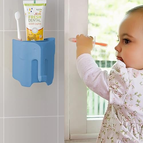 Miniatura 7 de Hippywell Soporte para cepillos de dientes para niños, lindo soporte para cepillos de dientes de elefante para niños, soporte para pasta de dientes