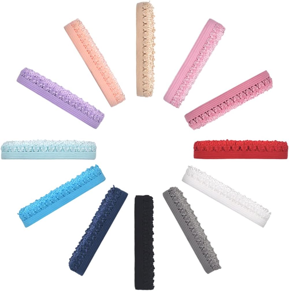 Picot Loop Elastic Band 1/2" Crown Frilly Lace Spandex Ribbon for Hair Tie Headband Lingerie Underwear Sewing Trim (Combo F-1/2 Inch X 24 Yards)