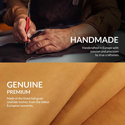 SURAZO Premium Handyhülle für Samsung Galaxy A54 Hülle Leder – Klappbare Echtleder Schutzhülle [Magnet, Kartenfach, RFID Schutz, Standfunktion] Flip Klapphülle Wallet Case Cover Lederhülle (Camel)