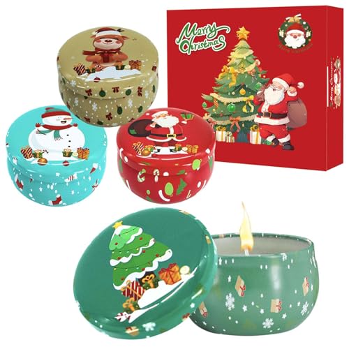 POPOYU 4 Stück Duftkerze Weihnachten Geschenkset,2.5oz Geschenke...